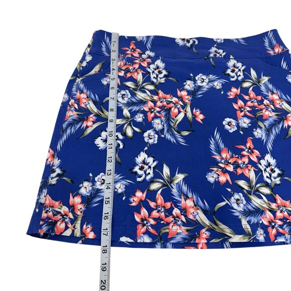 Mario Serrani Blue Floral Short Skort Womens L Stretch Pull On With Pockets - Picture 6 of 16